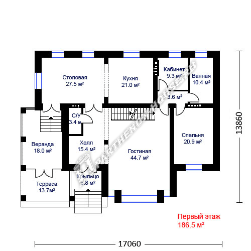 1 этаж дома ПА-443К